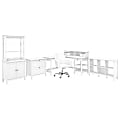 Bush Furniture Broadview 60"W L-Shaped Computer Desk With Chair And Storage, Pure White, Standard Delivery