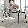 Flash Furniture Solid Wood Table With Glass Top, 29-1/4"H x 35-1/4"W x 59"D, Clear/Walnut