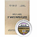 AJM Gold Label 9" Dinnerware Paper Plates  Serving  Disposable  Microwave Safe  9" Diameter  White  Paper Body  100 Pack  10 / Carton 1 thumbnail image