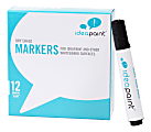 IdeaPaint Dry-Erase Markers, Bullet Point, White Barrel, Black Ink, Pack Of 12 Markers