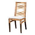 bali & pari Poltak Modern Bohemian Dining Chair, White/Natural Brown