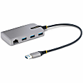 StarTech.com 3-Port USB Hub with Ethernet, USB-A Ports, Gigabit Ethernet/GbE, 5Gbps, Bus-Powered, 1ft/30cm Cable, Portable Laptop USB Hub 1 thumbnail image