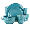 Elama 16-Piece Stoneware Dinnerware Set, Aqua Lily 1 thumbnail image