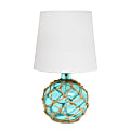 Elegant Designs Buoy Netted Glass Table Lamp, 15 1/4"H, Aqua/White
