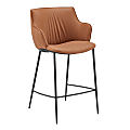 Eurostyle Ronja Faux Leather Counter Stool With Back, Cognac/Black