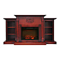 Cambridge® Sanoma Electric Fireplace With Built-In Bookshelves And Charred Log Insert, Cherry