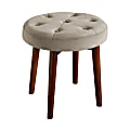 Elle Décor Penelope Round Tufted Stool, Warm Taupe/Brown