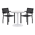 KFI Studios Eveleen 3-Piece Outdoor Patio Set, 33-13/16”H x 36”W x 36”D, Black Chairs, White Table 1 thumbnail image