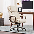Serta® Works Bonded Leather High-Back Office Chair, American Beige/Silver