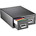 Major Metalfab 16" Card File Box, Double Drawer, 3" x 5", 58% Recycled, Black