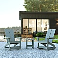 Flash Furniture Finn 3-Piece Modern Commercial Grade All-Weather Adirondack Rocking Chair Set, Gray