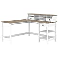 Bush Business Furniture Mayfield 60"W L-Shaped Corner Desk With Desktop Organizer, Pure White/Shiplap Gray, Standard Delivery 1 thumbnail image