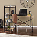 Southern Enterprises Dillon Metal Glass Writing Desk, Black