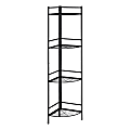 Monarch Specialties Abigail 58"H 4-Shelf Corner Etagere Bookcase, Black