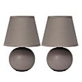 Simple Designs Mini Globe Ceramic Table Lamps, 8-11/16"H, Gray, Pack Of 2