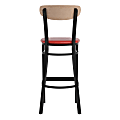 Flash Furniture Wright Steel/Vinyl Commercial-Grade Barstool With Boomerang Back, Red/Natural Birch