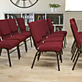 Flash Furniture HERCULES Series Church Accent Chair With Book Rack, Burgundy Fabric/Goldvein Frame
