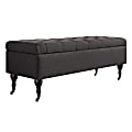 Elle Collete Tufted Bench With Storage, French Dark Gray/Brown