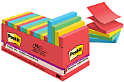 Post-it® Super Sticky Dispenser Notes, 1800 Total Notes, Pack Of 18 Pads, 3" x 3", Playful Primaries Collection, 100 Notes Per Pad