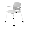 KFI Studios Imme Stack Chair With Arms And Caster Base, Light Gray/White