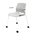 KFI Studios Imme Stack Chair With Arms And Caster Base, Light Gray/White 1 thumbnail image