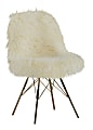 Linon Jen Faux Fur Home Office Chair, White/Gold