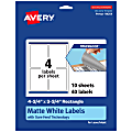 Avery® Print-To-The-Edge TrueBlock® Labels With Sure Feed®, 94254-TWMP10, Rectangle, 4-3/4" x 3-3/4", Matte White, Pack Of 40 1 thumbnail image