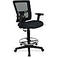 Lorell® Breathable Mesh/Fabric Drafting Stool, Black 1 thumbnail image