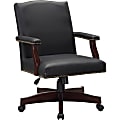 Lorell® Berkeley Traditional Ergonomic Bonded Leather Executive Chair, Black 1 thumbnail image