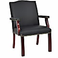 Lorell® Berkeley Traditional Bonded Leather Guest Chair, Black 1 thumbnail image