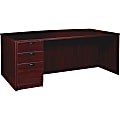Lorell® Prominence 79000 Series Bowfront Left Pedestal Desk, 72"W x 42"D, Mahogany