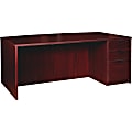 Lorell® Prominence 79000 Series Bowfront Right Pedestal Desk, 72"W x 42"D, Mahogany