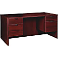 Lorell® Prominence 79000 Series Double 3/4 Pedestal Desk, 60"W x 30"D, Mahogany