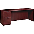 Lorell® Prominence 79000 Series Credenza, Left Pedestal, 66"W x 24"D, Mahogany