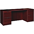 Lorell® Prominence 79000 Series Credenza, Double Pedestal Desk, 66"W x 24"D, Mahogany