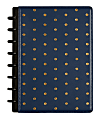 TUL® Discbound Notebook, Limited Edition, Junior Size, Narrow Ruled, 60 Sheets, Navy Blue Leather