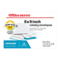 Office Depot® Brand 6" x 9" Catalog Envelopes, Clean Seal, White, Pack Of 5