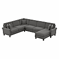 Bush® Furniture Coventry 128"W U-Shaped Sectional Couch With Reversible Chaise Lounge, French Gray Herringbone, Standard Delivery