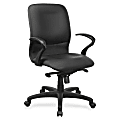 Lorell Executive Mid-Back Fabric Contour Chair - Bonded Leather Black, Polyvinyl Chloride (PVC) Seat - Leather Black, Bonded Leather Back - 5-star Base - 28" Width x 27" Depth x 42" Height