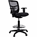 Lorell® Ratchet Ergonomic Mesh/Fabric Mid-Back Drafting Stool, Black 1 thumbnail image