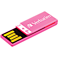Verbatim 8GB Clip-It USB Flash Drive - Hot Pink - 8 GB - Pink - 1 Pack - Water Resistant, Dust Resistant"