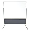 Ghent Double-Sided Magnetic Porcelain Whiteboard With Vinyl Tackboard, 72" x 48", Ocean Silver Aluminum Frame
