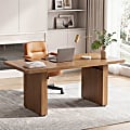 Bestier 63" Fluted Wood Executive Office Desk for Home Office , Brown 1 thumbnail image
