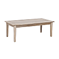 Linon Lascher Outdoor Rectangle Wood Coffee Table, 16-3/4”H x 45-3/5”W x 23-4/5”D, Natural