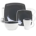 Gibson Elite Soho Lounge 16-Piece Square Stoneware Dinnerware Set, Gray 1 thumbnail image