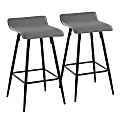 LumiSource Ale Faux Leather Counter Stools, Gray/Black, Set Of 2 Stools