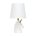 Simple Designs Sparkling Unicorn Table Lamp, 16"H, Gold/White