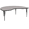 Flash Furniture High-Pressure Laminate Kidney Activity Table With Height-Adjustable Short Legs, 25-1/4"H x 48"W x 72"D, Gray