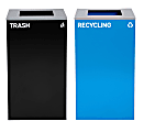 Alpine Industries Stainless-Steel Open Top Recycling And Trash Can Set With Square Lids, 29 Gallons Black/Blue, Set Of 2 Trash Cans - ALP4450-BLK-KIT1 1 thumbnail image