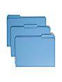 Smead® Color File Folders, With Reinforced Tabs, Letter Size, 1/3 Cut, Blue, Box Of 100